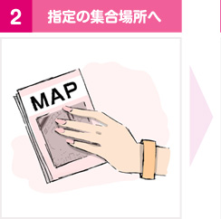 指定の集合場所へ