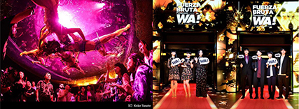 レッドカーペットの模様と公演写真