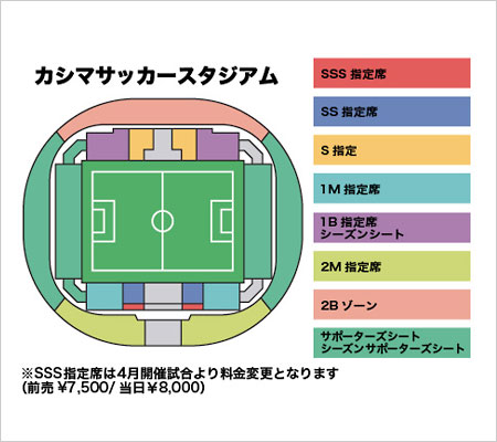 〔アクセス方法・席割図〕茨城県立カシマサッカースタジアム（鹿島アントラーズ）｜ローチケ[ローソンチケット] スポーツチケット情報・販売・予約